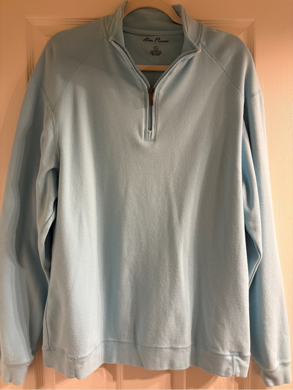 Alan Flusser Light Blue Quarter-Zip Fleece Pullover#0028